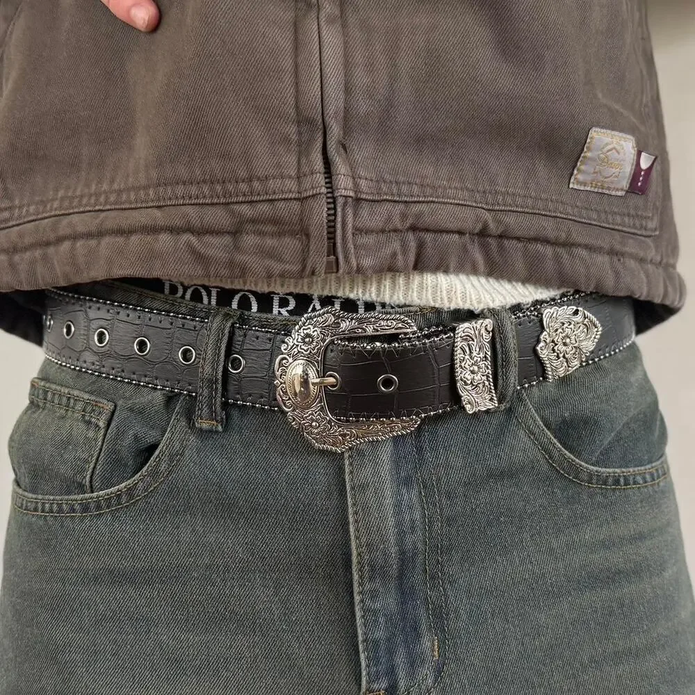 Vintage black alligator skin western